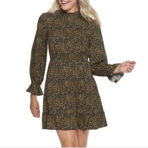High Neck Leopard Print Dress